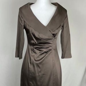 Kay Unger Chocolate Elbow Sleeve Formal Midi Dress